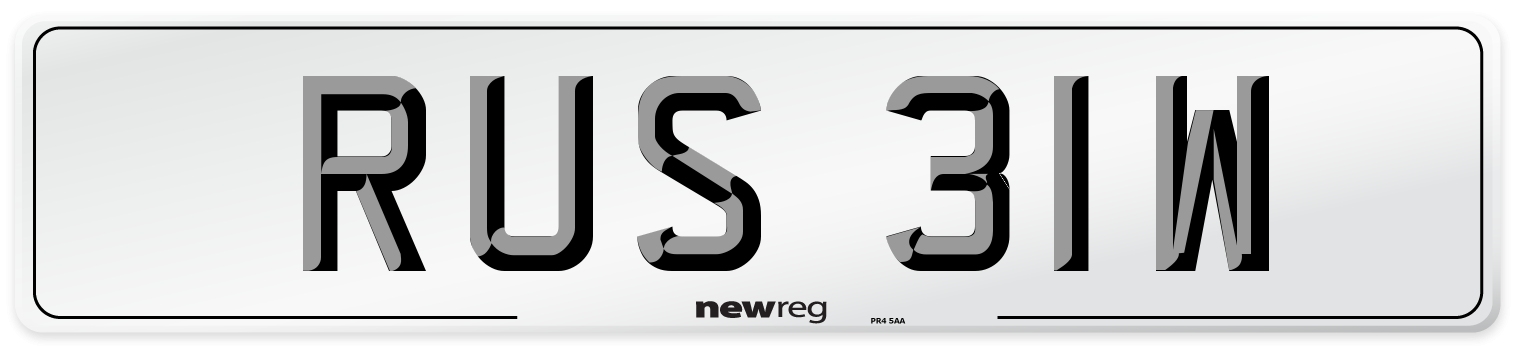 RUS 31W Number Plate from New Reg